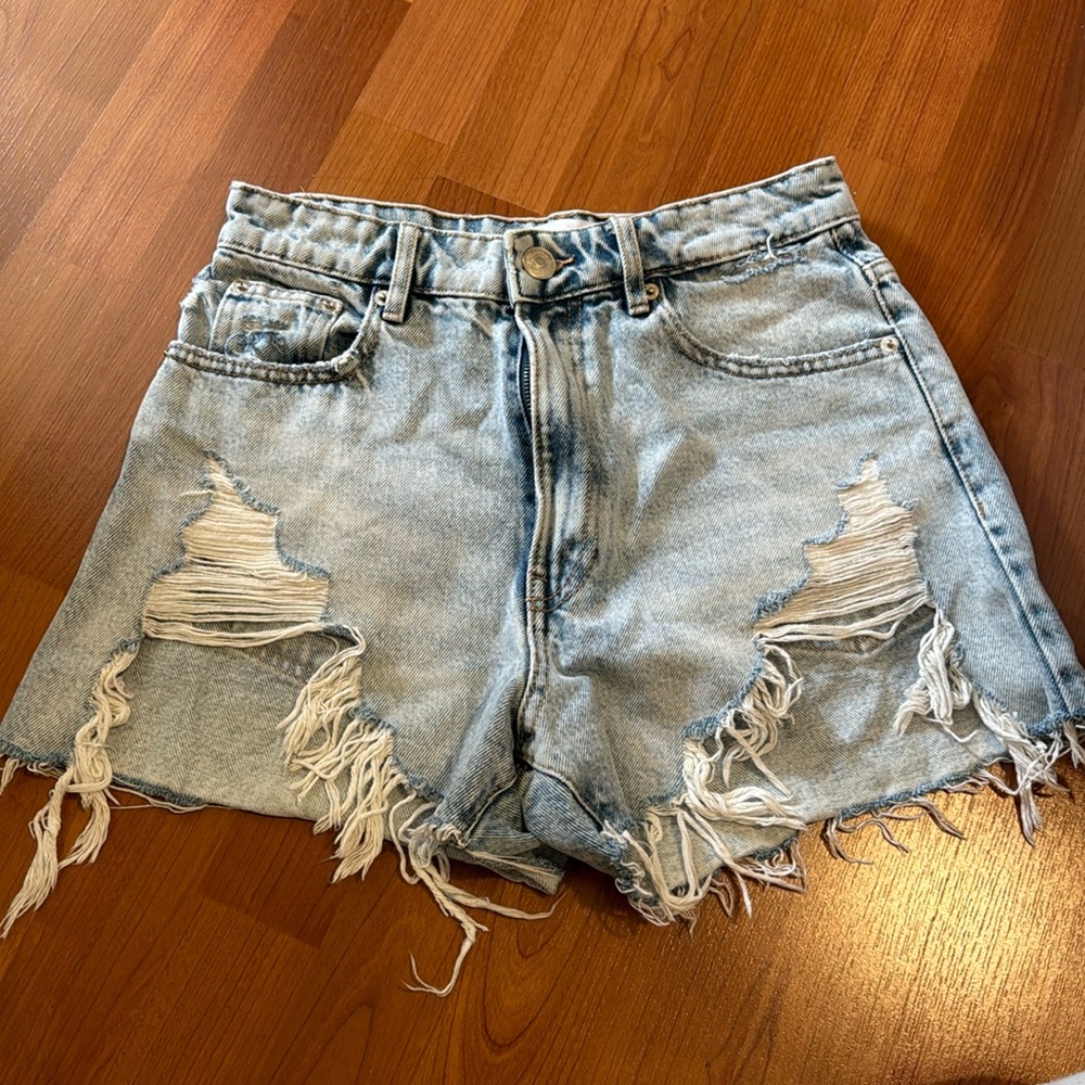 Zara Distressed Denim Shorts